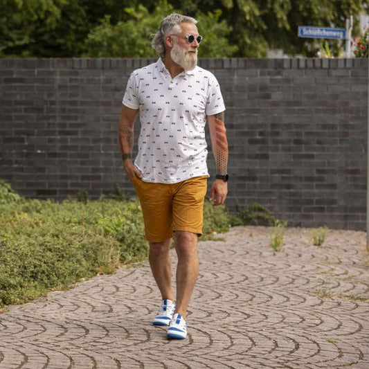 blau weisse Herren Barfußschuhe modern