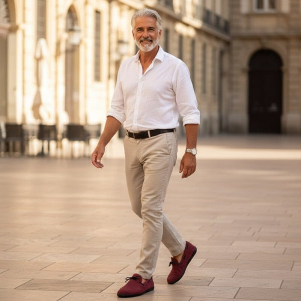 weinrote Loafer aus Wildleder als Bestseller Barfußschuhe im Frühling 2026