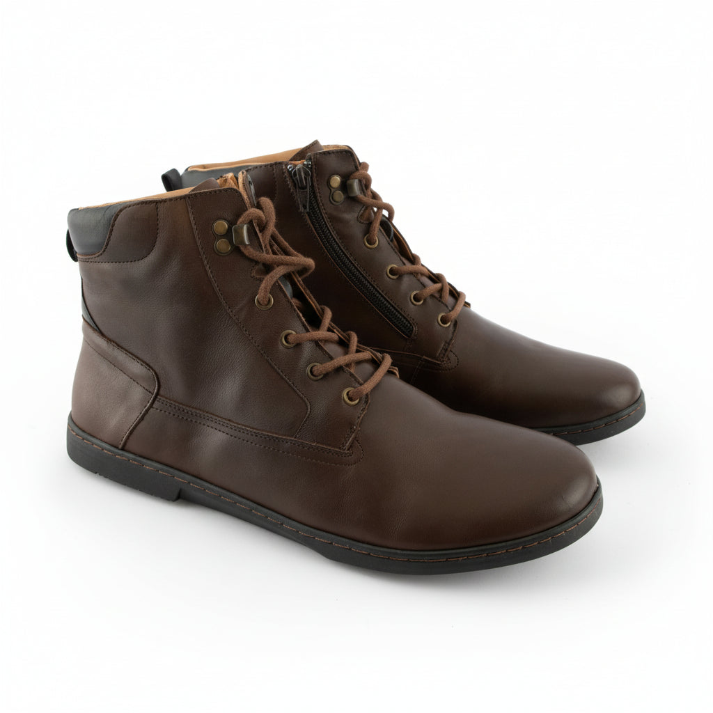 braune Schnürboots als Barfußschuhe