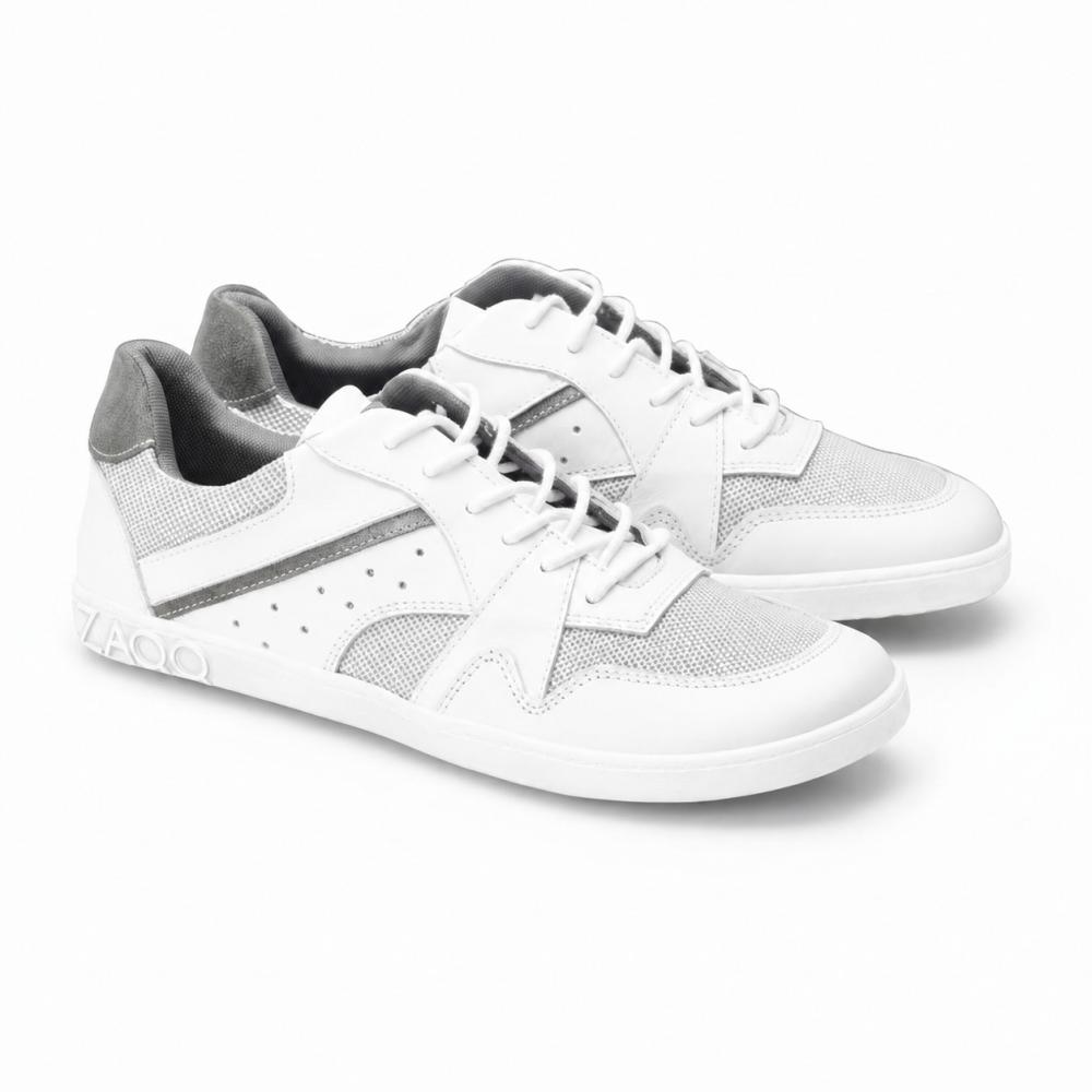 hvite sneakers barfotsko for fritid laget av lær og mesh